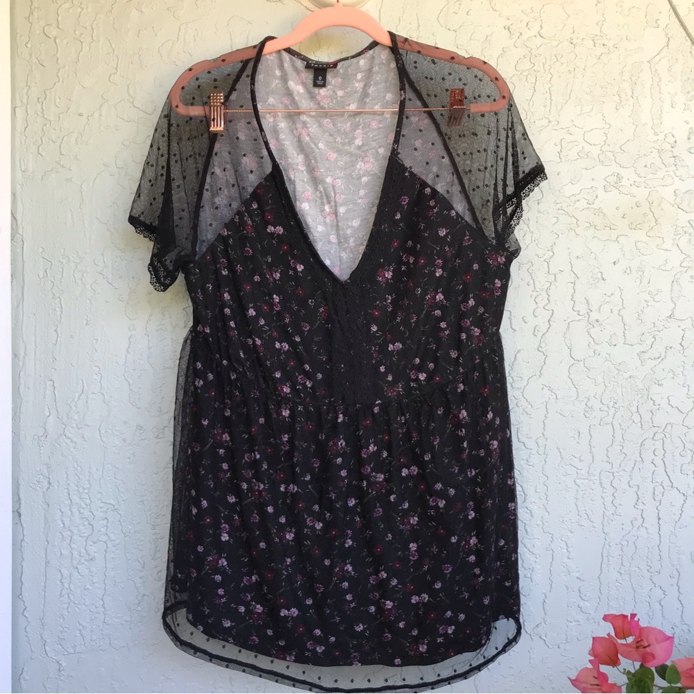 🦄 Torrid sheer shoulder lace overlay babydoll top